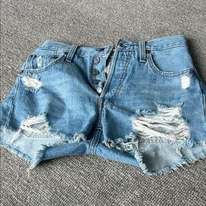 Levi's Light Blue Distressed Jean Shorts